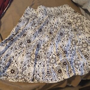 Apt. 9 White and Brown Printed Circle Flowy Midi Skirt